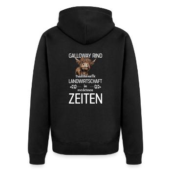 Galloway Rind I Schottland Rinderzucht für - Unisex Premium Bio Zip Hoodie - Schwarz - Hinten - Nico (187cm)