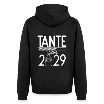 Tante Loading 2029 Babyankündigung Geburt Beste Ta - Unisex Premium Bio Zip Hoodie - Schwarz - Hinten - Nico (187cm)