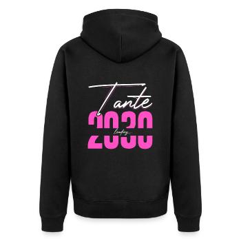 Tante Loading 2030 Babyankündigung Geburt Familien - Unisex Premium Bio Zip Hoodie - Schwarz - Hinten - Nico (187cm)