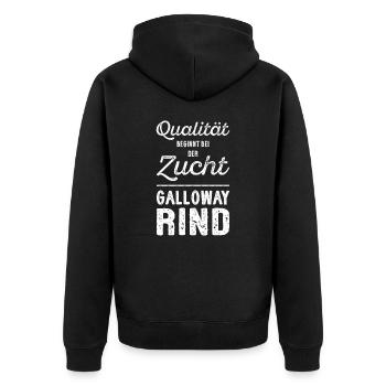 Galloway Rind I Schottland Rinderzucht für - Unisex Premium Bio Zip Hoodie - Schwarz - Hinten - Nico (187cm)