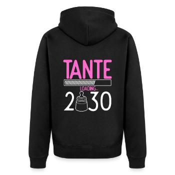 Tante Loading 2030 Babyankündigung Geburt Schwange - Unisex Premium Bio Zip Hoodie - Schwarz - Hinten - Nico (187cm)