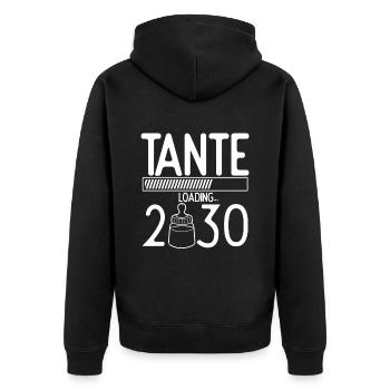 Tante Loading 2030 Babyankündigung Geburt Familien - Unisex Premium Bio Zip Hoodie - Schwarz - Hinten - Nico (187cm)