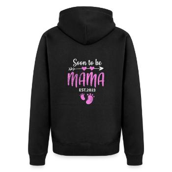 Schwangerschaft - Unisex Premium Bio Zip Hoodie - Schwarz - Hinten - Nico (187cm)