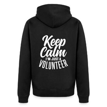 Keep calm I am only a voluntary profession - Unisex Premium Organic Zip Hoodie - black - Back - Nico (187cm)