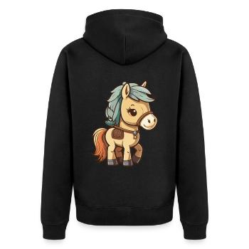 Cute horse for school beginners and kindergarten children - Unisex Premium Organic Zip Hoodie - black - Back - Nico (187cm)