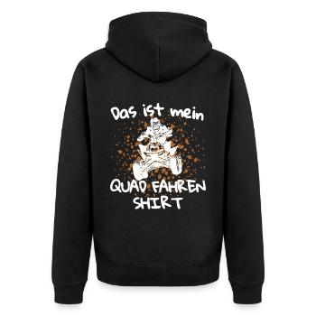 Das ist mein Quad fahren Shirt! Quad Spruch - Unisex Premium Bio Zip Hoodie - Schwarz - Hinten - Nico (187cm)