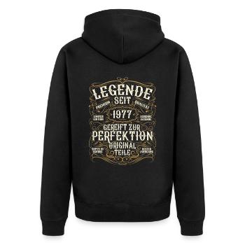 Legende 1977 Geburtstag legendär seit 1977 - Unisex Premium Bio Zip Hoodie - Schwarz - Hinten - Nico (187cm)