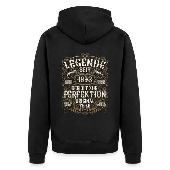 Legende 1993 Geburtstag geboren im Jahr 1993 - Unisex Premium Bio Zip Hoodie - Schwarz - Hinten - Nico (187cm)