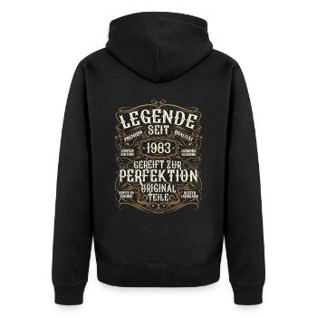 Legende 1983 Geburtstag geboren legendär seit 1983 - Unisex Premium Bio Zip Hoodie - Schwarz - Hinten - Nico (187cm)