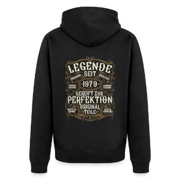 Legende 1979 Geburtstag legendär seit 1979 - Unisex Premium Bio Zip Hoodie - Schwarz - Hinten - Nico (187cm)