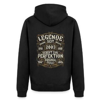 Legende 2003 Geburtstag legendär seit 2003 - Unisex Premium Bio Zip Hoodie - Schwarz - Hinten - Nico (187cm)