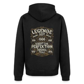 Legende 1986 Geburtstag legendär seit 1986 - Unisex Premium Bio Zip Hoodie - Schwarz - Hinten - Nico (187cm)