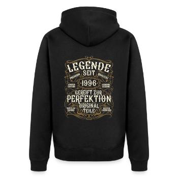 Legende 1996 Geburtstag legendär seit 1996 - Unisex Premium Bio Zip Hoodie - Schwarz - Hinten - Nico (187cm)