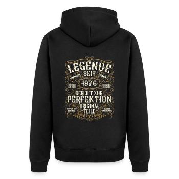 Legende 1976 Geburtstag legendär seit 1976 - Unisex Premium Bio Zip Hoodie - Schwarz - Hinten - Nico (187cm)