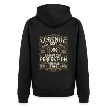Legende 1980 Geburtstag legendär seit 1980 - Unisex Premium Bio Zip Hoodie - Schwarz - Hinten - Nico (187cm)