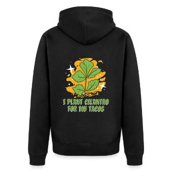 Hobby Gardener Garden Coriander - Unisex Premium Organic Zip Hoodie - black - Back - Nico (187cm)