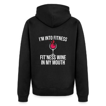 Fitness Boire du vin dans la bouche Amoureux Buveurs - Veste à capuche bio Premium Unisexe - noir - Dos - Nico (187cm)