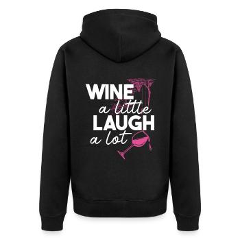 Vin un peu rire beaucoup boire amoureux - Veste à capuche bio Premium Unisexe - noir - Dos - Nico (187cm)
