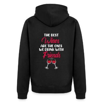 Wein Trinken Mit Freunden Trinken Trinker Sprüche - Unisex Premium Bio Zip Hoodie - Schwarz - Hinten - Nico (187cm)