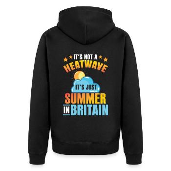 Es ist gerade Sommer in Großbritannien - Unisex Premium Bio Zip Hoodie - Schwarz - Hinten - Nico (187cm)