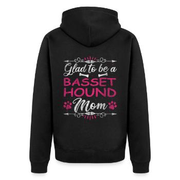Dog Mom Glad To Be A Basset Hound Mom - Unisex Premium Organic Zip Hoodie - black - Back - Nico (187cm)