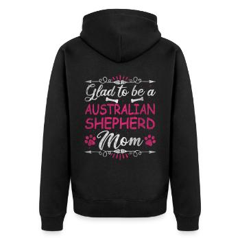 Dog Mom Glad To Be A Australian Shepherd Mom - Unisex Premium Bio Zip Hoodie - Schwarz - Hinten - Nico (187cm)