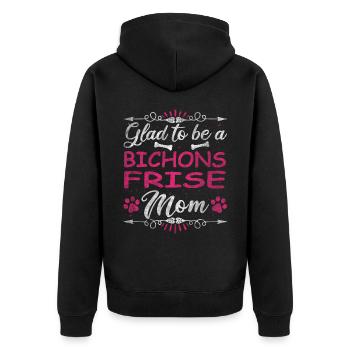 Dog Mom Glad To Be A Bichons Frise Mom - Unisex Premium Organic Zip Hoodie - black - Back - Nico (187cm)