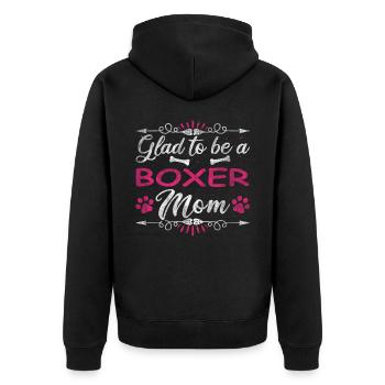Dog Mom Glad To Be A Boxer Mom - Unisex Premium Organic Zip Hoodie - black - Back - Nico (187cm)