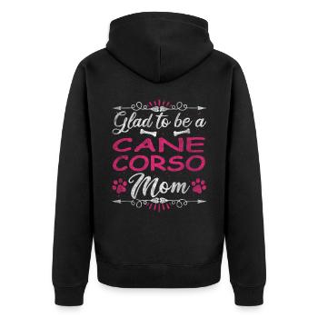 Dog Mom Glad To Be A Cane Corso Mom - Unisex Premium Organic Zip Hoodie - black - Back - Nico (187cm)