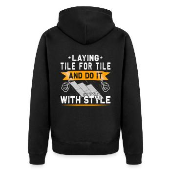 Flooring carpet installers - Unisex Premium Organic Zip Hoodie - black - Back - Nico (187cm)