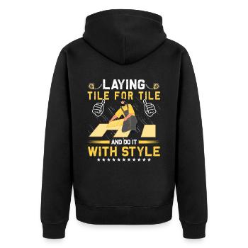 Flooring carpet installers - Unisex Premium Organic Zip Hoodie - black - Back - Nico (187cm)