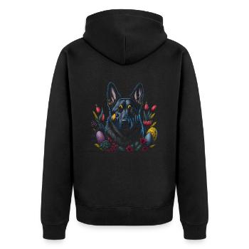 Pâques Printemps Berger allemand - Veste à capuche bio Premium Unisexe - noir - Dos - Nico (187cm)