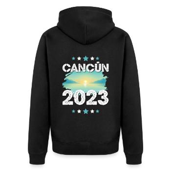 Cancun 2023 - Unisex Premium Bio Zip Hoodie - Schwarz - Hinten - Nico (187cm)