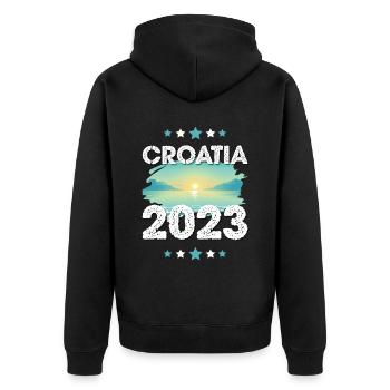 Croatia 2023 - Unisex Premium Organic Zip Hoodie - black - Back - Nico (187cm)