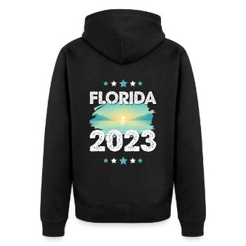 Florida 2023 - Unisex Premium Organic Zip Hoodie - black - Back - Nico (187cm)