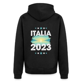 Italia 2023 - Unisex Premium Bio Zip Hoodie - Schwarz - Hinten - Nico (187cm)