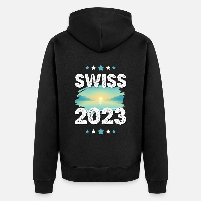 Schweiz 2023 - Unisex Premium Bio Zip Hoodie - Schwarz