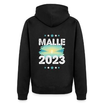 Malle 2023 - Unisex Premium Organic Zip Hoodie - black - Back - Nico (187cm)