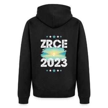 Zrce 2023 - Unisex Premium Bio Zip Hoodie - Schwarz - Hinten - Nico (187cm)