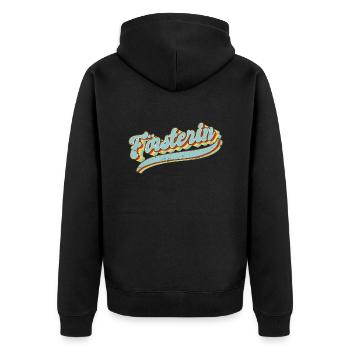 Forstwirt Vintage Försterin - Unisex Premium Bio Zip Hoodie - Schwarz - Hinten - Nico (187cm)