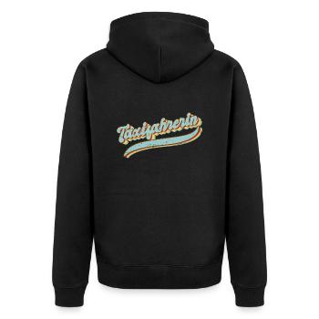 Taxi-Fahrer Vintage Taxifahrerin - Unisex Premium Bio Zip Hoodie - Schwarz - Hinten - Nico (187cm)