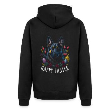 Pâques Printemps Berger allemand - Veste à capuche bio Premium Unisexe - noir - Dos - Nico (187cm)