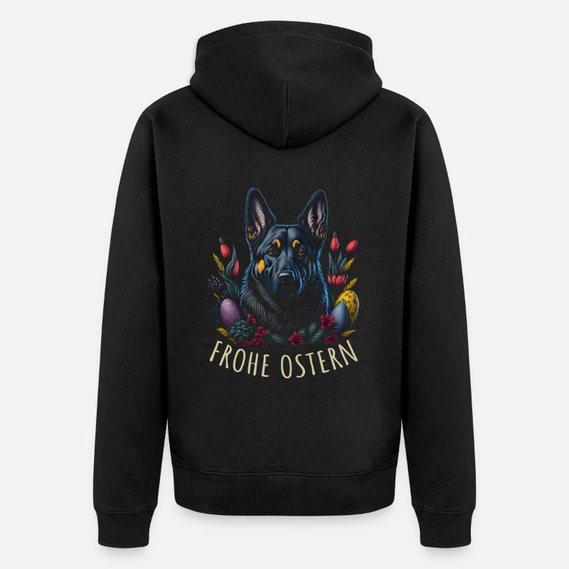 Ostern Frühling Deutscher Schäferhund - Unisex Premium Bio Zip Hoodie - Schwarz