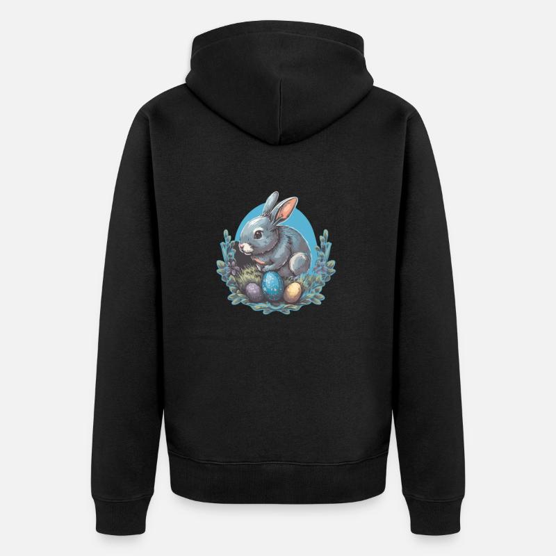 Osterhase - Unisex Premium Bio Zip Hoodie - Schwarz