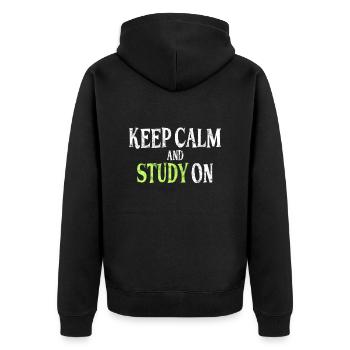 Study Saying - Unisex Premium Organic Zip Hoodie - black - Back - Nico (187cm)