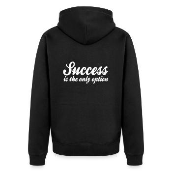 Erfolg Spruch - Unisex Premium Bio Zip Hoodie - Schwarz - Hinten - Nico (187cm)