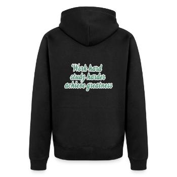 Erfolg Motivation Spruch - Unisex Premium Bio Zip Hoodie - Schwarz - Hinten - Nico (187cm)