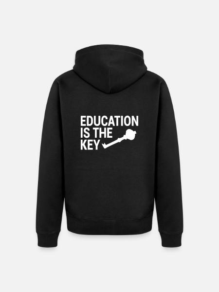 Education Key Saying - Unisex Premium Organic Zip Hoodie - black