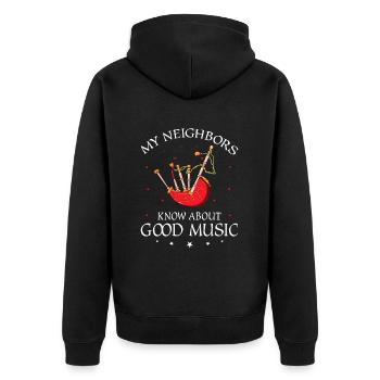 Citation de cornemuse pour les musiciens écossais et de cornemuse - Veste à capuche bio Premium Unisexe - noir - Dos - Nico (187cm)