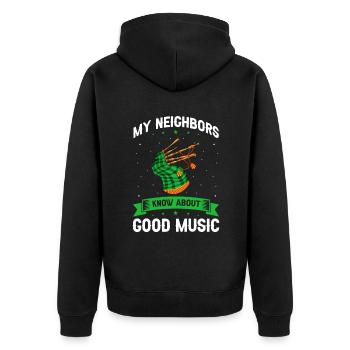 Scotsman Zitat für Dudelsackmusiker und Dudelsack - Unisex Premium Bio Zip Hoodie - Schwarz - Hinten - Nico (187cm)